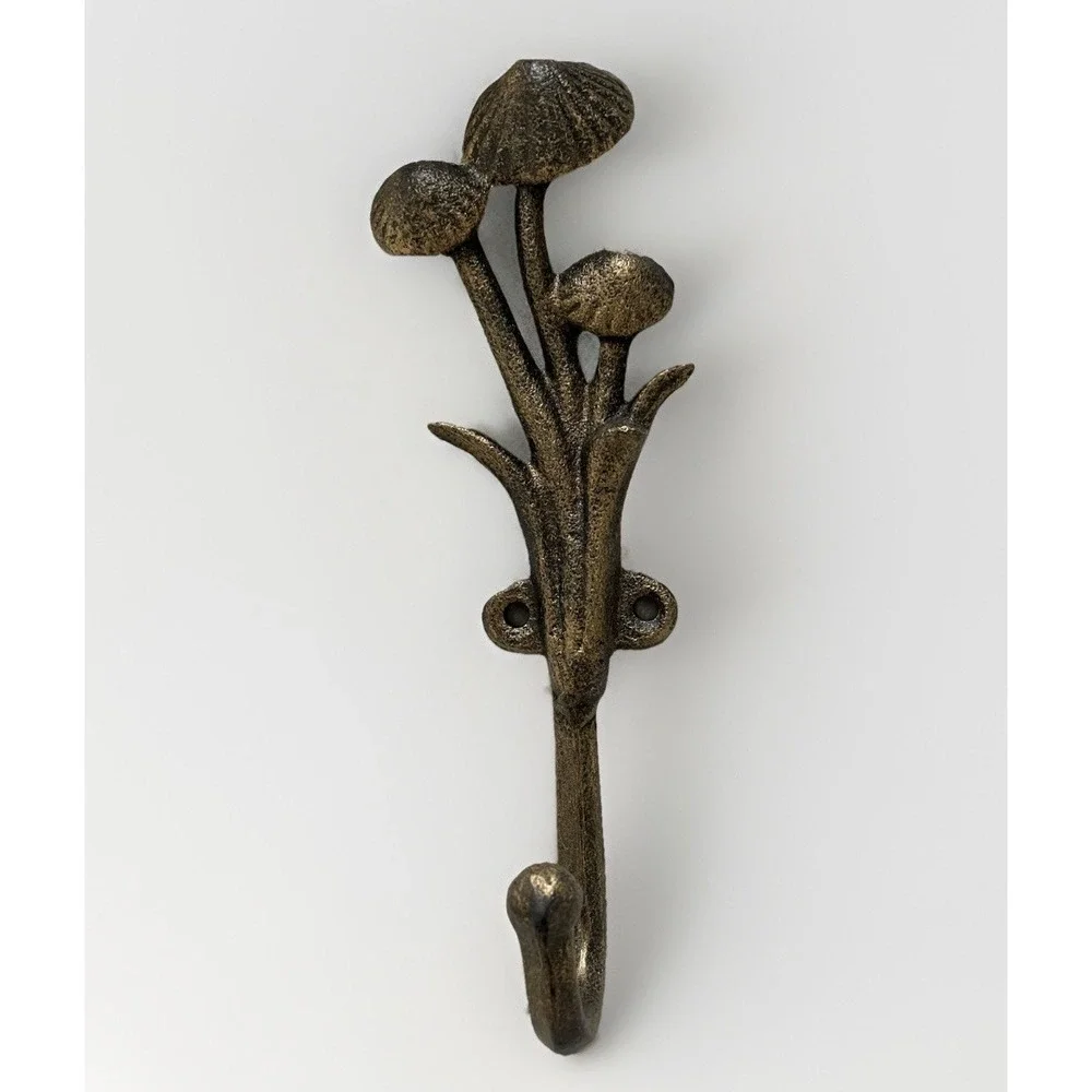 Vintage Style Cast Iron Mushroom Wall Hook Rustic Cottagecore Towel Hook